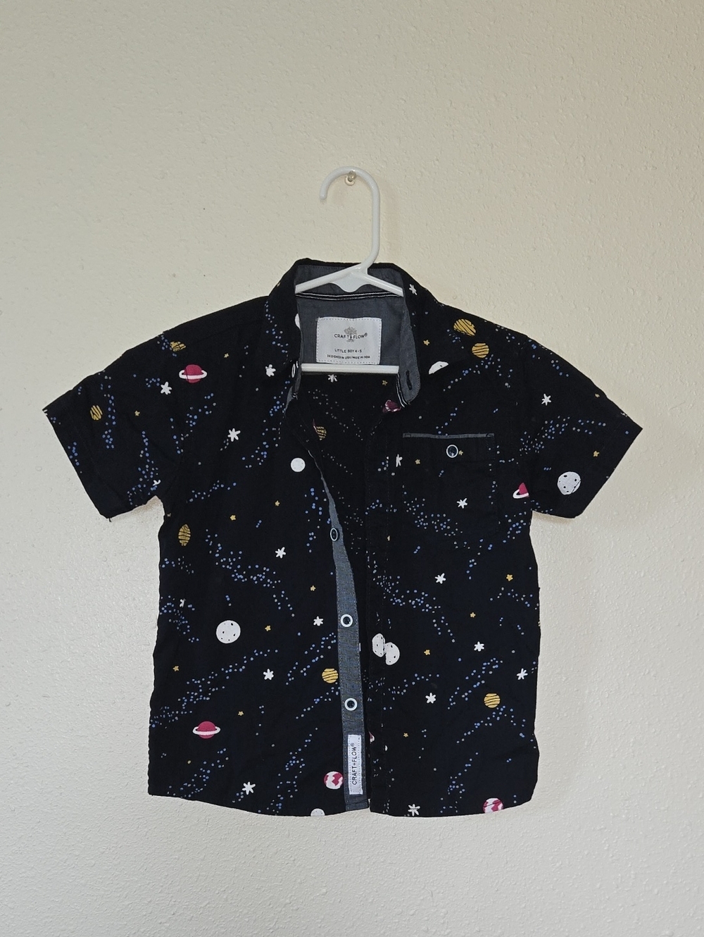 Dark Navy Space short Sleeve Shirt for Kids